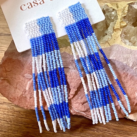 🌺🎉HP🎉🌺 NWT Anthropologie Casa Clara Beaded Tassel Earrings - Picture 4 of 16